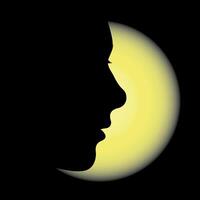 black silhouette of a person's profile on a light yellow background vector