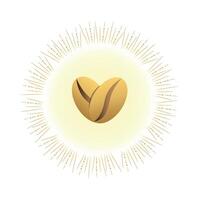 logo in the form of coffee beans folded in the form of a heart. warm golden shades vector