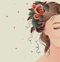 dreamy girl with flowers in her hair vector