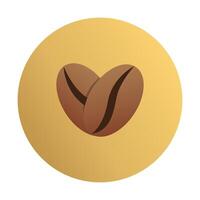 logo in the form of coffee beans folded in the form of a heart. warm golden shades vector