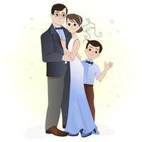 illustration of a happy and joyful family. father mother and children. Family portrait vector