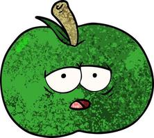 cartoon tired green apple vector