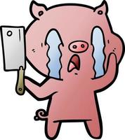 Cartoon pig crying vector