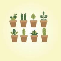 collection of indoor plants. Isolated on light background. vector