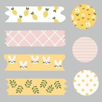 a set of bookmarks or stickers for notebook rabbits and plant items vector