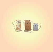 three cats of different colors vector