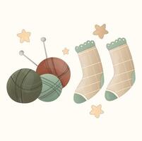 cozy and warm socks of autumn shades vector