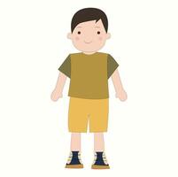 little cute dark-haired boy in summer clothes vector