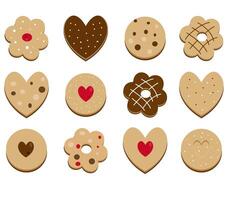 delicious cookies of different shapes and with different flavors vector