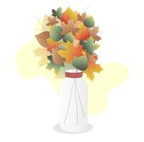 autumn bouquet of colorful leaves in a vase vector