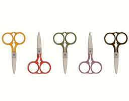set of multicolored metal scissors vector