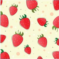 berries and flowers of strawberries, green leaves vector