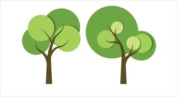 set of green trees nature flat design vector