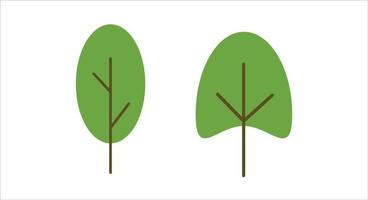 set of green tree drawing flat design vector