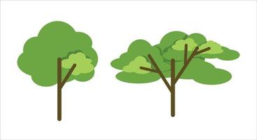 flat cartoon trees isolated design. bundle set vector