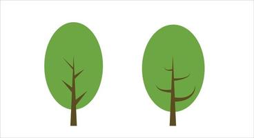 set of green trees nature flat design vector