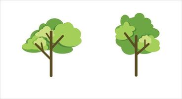 flat cartoon trees isolated design. bundle set vector