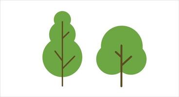 set of green tree drawing flat design vector