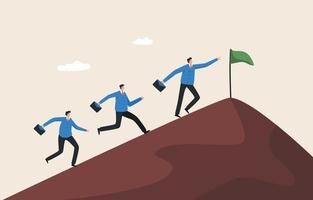 Leaders for success in career or business. Teamwork success can refer to achieving goals. Leaders take teammates climbing to achieve business goals.