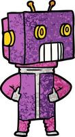 Retro grunge texture cartoon robot vector