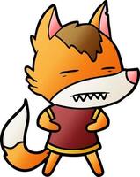 Cartoon cute fox showing teeth vector