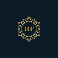 Letter HF logo with Luxury Gold template. Elegance logo vector template.