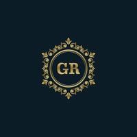 Letter GR logo with Luxury Gold template. Elegance logo vector template.