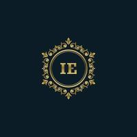 Letter IE logo with Luxury Gold template. Elegance logo vector template.