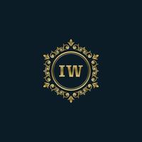 Letter IW logo with Luxury Gold template. Elegance logo vector template.