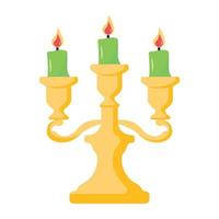 Burning candle stand in flat icon design vector