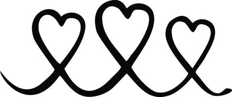 Three hearts icon, symbol. Vector, line vector