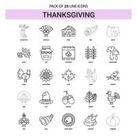 Thanksgiving Line Icon Set 25 Dashed Outline Style vector