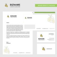 Grapes Business Letterhead Envelope and visiting Card Design vector template