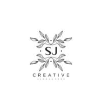 SJ Initial Letter Flower Logo Template Vector premium vector art