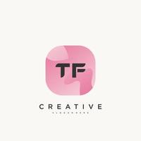 TF Initial Letter logo icon design template elements with wave colorful art. vector