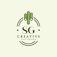 sg letra inicial vector de logotipo de cactus verde