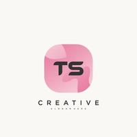 TS Initial Letter logo icon design template elements with wave colorful art. vector