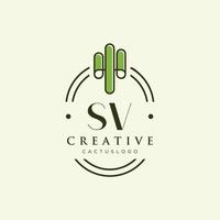 sv letra inicial vector de logotipo de cactus verde