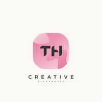 TH Initial Letter logo icon design template elements with wave colorful art. vector