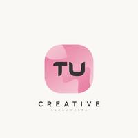 TU Initial Letter logo icon design template elements with wave colorful art. vector