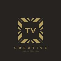 vector de plantilla de logotipo de monograma de adorno de lujo de letra inicial de tv