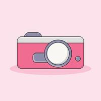 a pink camera isolated on soft pink background vector