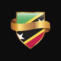 Saint Kitts and Nevis flag Golden badge design vector