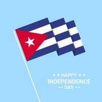 diseño tipográfico del día de la independencia de cuba con vector de bandera