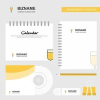 Glass Logo Calendar Template CD Cover Diary and USB Brand Stationary Package Design Vector Template