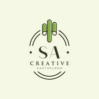 SA Initial letter green cactus logo vector