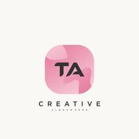 TA Initial Letter logo icon design template elements with wave colorful art. vector