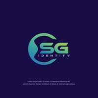 SG Initial letter circular line logo template vector with gradient color blend