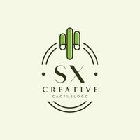 sx letra inicial vector de logotipo de cactus verde