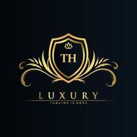 TH Letter Initial with Royal Template.elegant with crown logo vector, Creative Lettering Logo Vector Illustration.